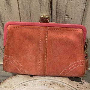 Coach coral vintage suede wristlet w/tag